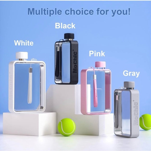 CLEAR CUSTOM FLAT FLASK WATER BOTTLE - 380ml - Picture 3 of 7